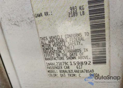 2009 Nissan Altima 2.5 S z USA, uszkodzony, nr VIN 1N4AL21E79C159892